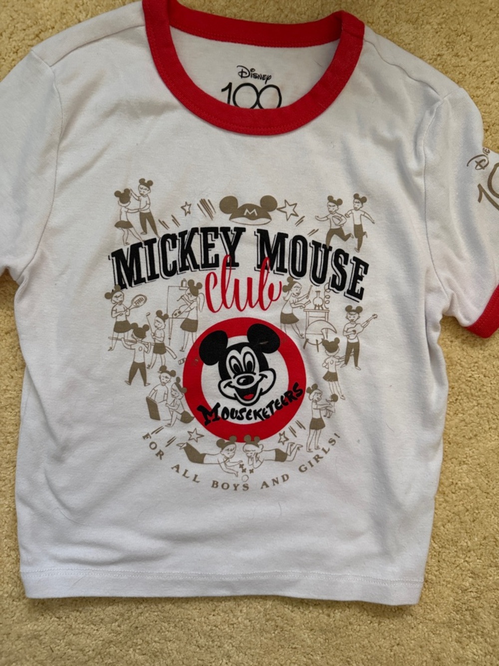 Disney White & Red Mickey Mouse Club Short Sleeve Tee